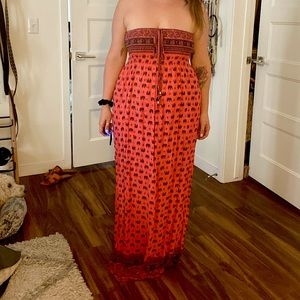 Strapless elephant maxi dress